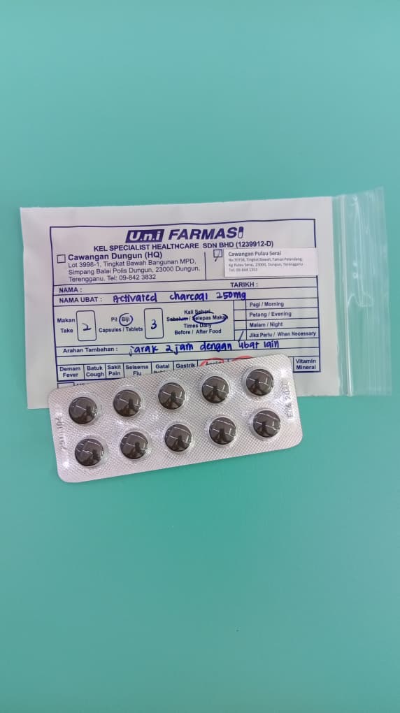 Activated Charcoal 250mg